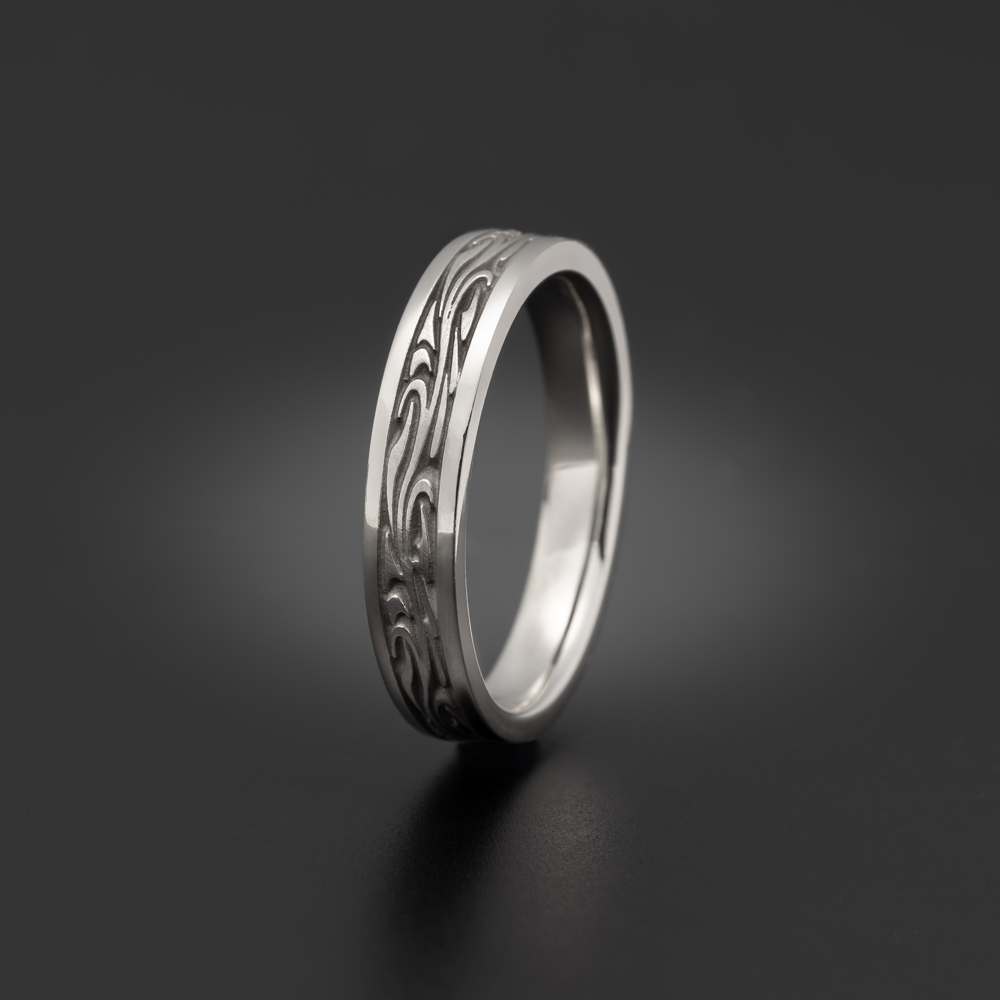 Extra Narrow Starry Night Wedding Ring in 18K White Gold