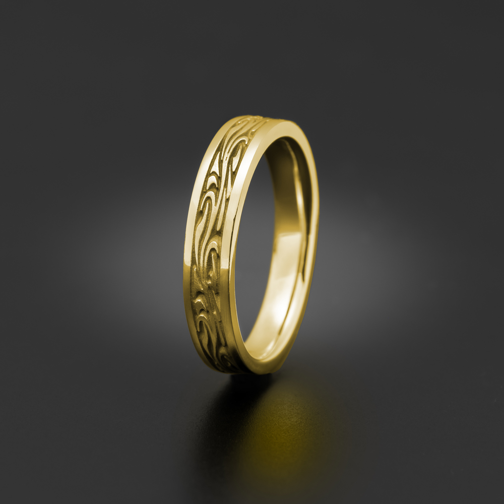 Extra Narrow Starry Night Wedding Ring in 18K Yellow Gold