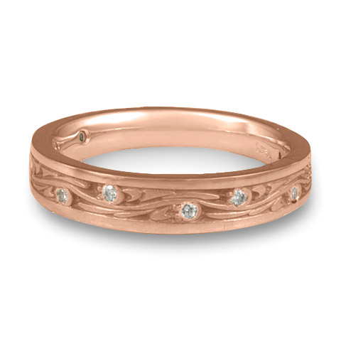 Extra Narrow Starry Night Wedding Ring with Gems in 14K Rose Gold
