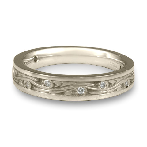 Extra Narrow Starry Night Wedding Ring with Gems in Platinum