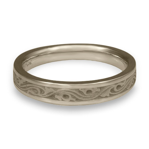 Extra Narrow Wind and Waves Wedding Ring in 14K White Gold
