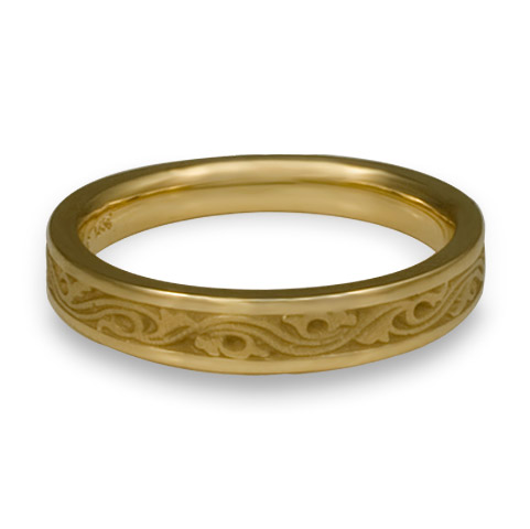 Extra Narrow Wind and Waves Wedding Ring in 18K Yellow Gold