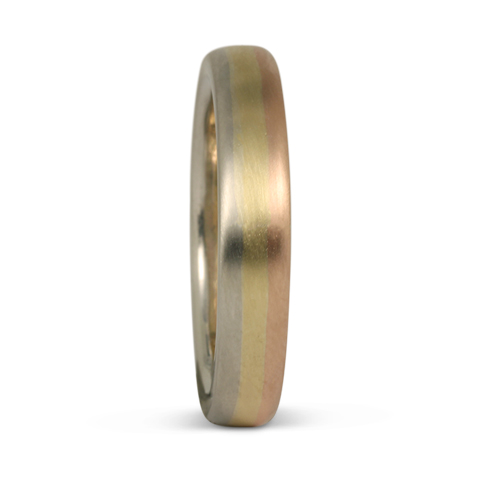 Fairtrade Gold Custom Three Color Wedding Ring in
