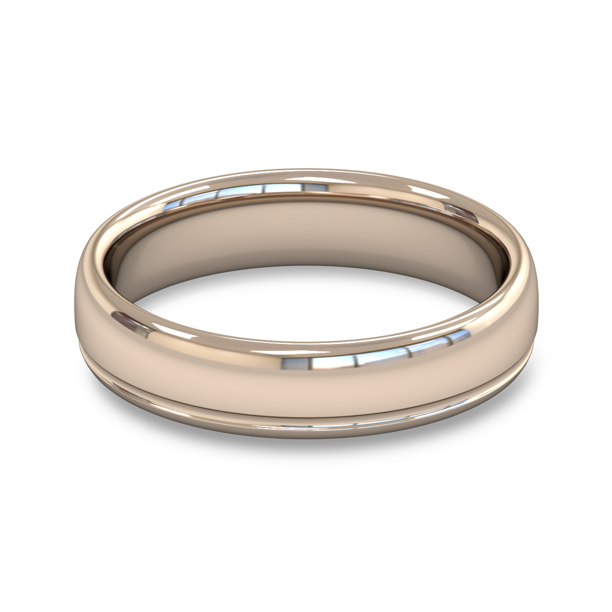 Fairtrade Gold Grooved Court Men's Wedding Ring in 18K Rose Fairtrade Gold