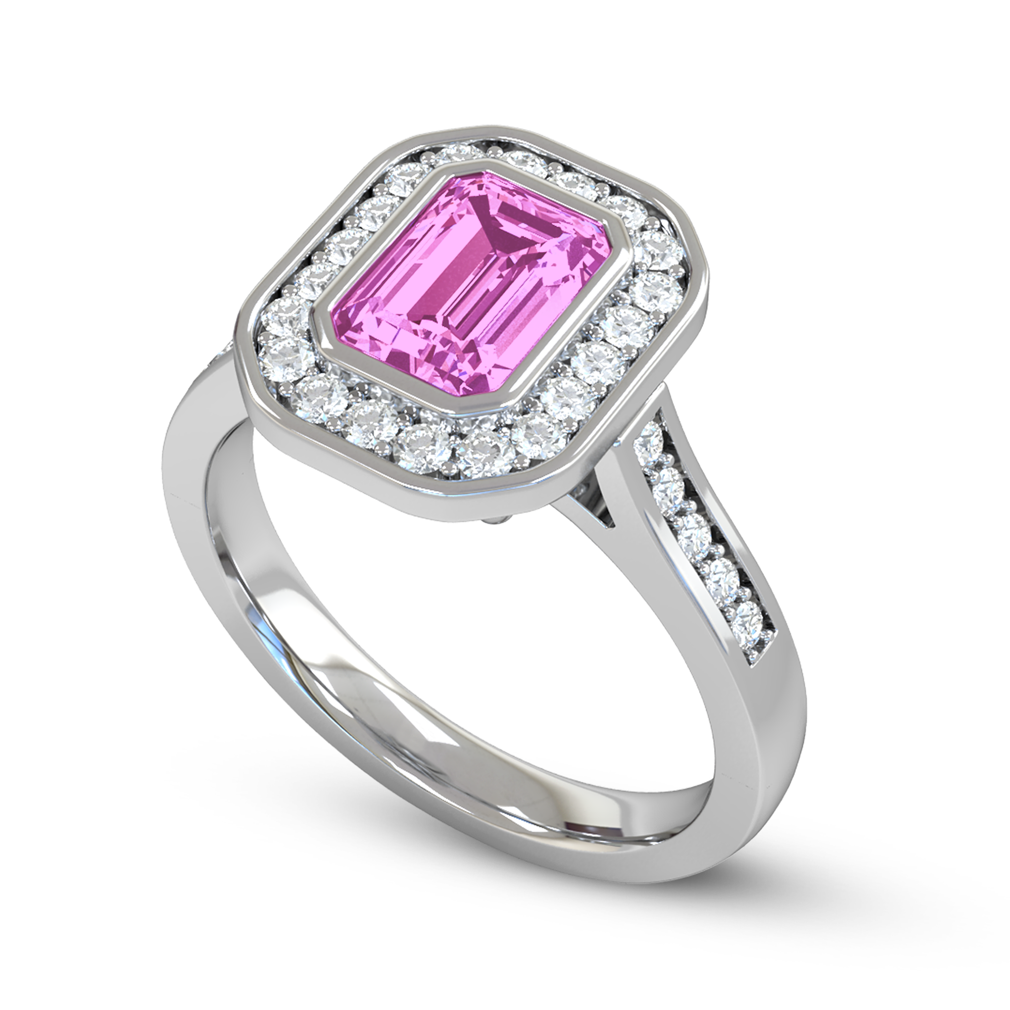 Fairtrade Gold Pink Sapphire and Diamond Vintage Engagement Ring in