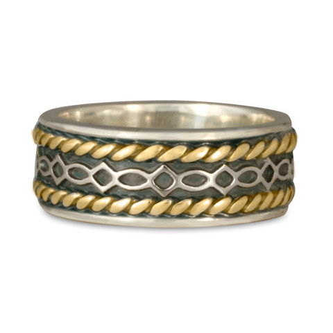 Felicity Twist Wedding Ring in 18K Yellow Gold Borders & Sterling Silver Design & Base