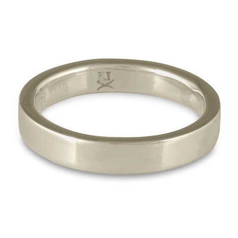 Flat Comfort Fit Wedding Ring 4mm in 14K White Gold
