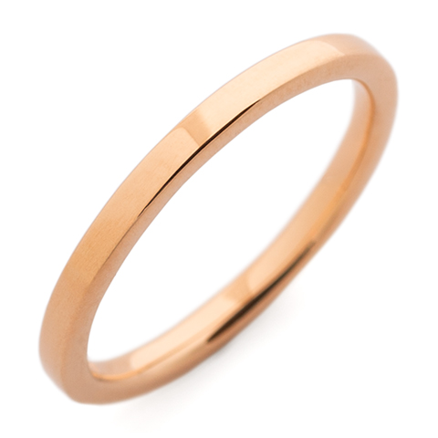Flat Topped Comfort Fit Wedding Ring 2mm in 18K Rose Gold