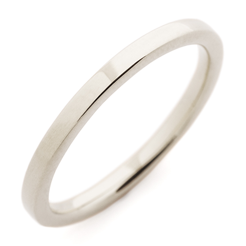 Flat Topped Comfort Fit Wedding Ring 2mm in 18K White Gold