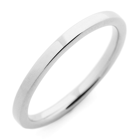 Flat Topped Comfort Fit Wedding Ring 2mm in Platinum