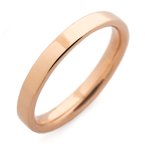 Flat Topped Comfort Fit Wedding Ring 3mm in 18K Rose Gold
