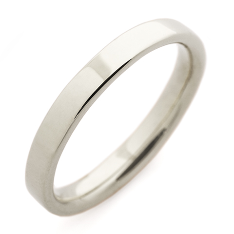 Flat Topped Comfort Fit Wedding Ring 3mm in 18K White Gold