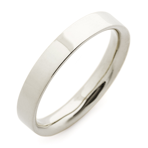 Flat Topped Comfort Fit Wedding Ring 4mm in 14K White Gold