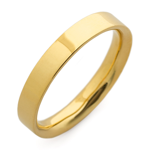 Flat Topped Comfort Fit Wedding Ring 4mm in 14K Yellow Gold