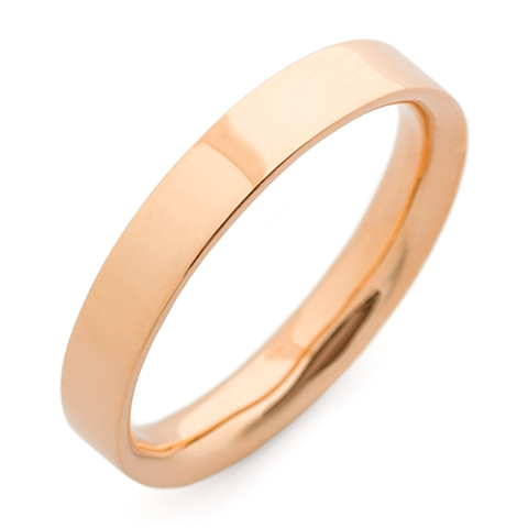 Flat Topped Comfort Fit Wedding Ring 4mm in 18K Rose Gold