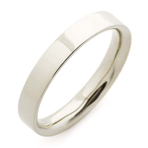 Flat Topped Comfort Fit Wedding Ring 4mm in 18K White Gold