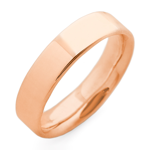 Flat Topped Comfort Fit Wedding Ring 5mm in 18K Rose Gold