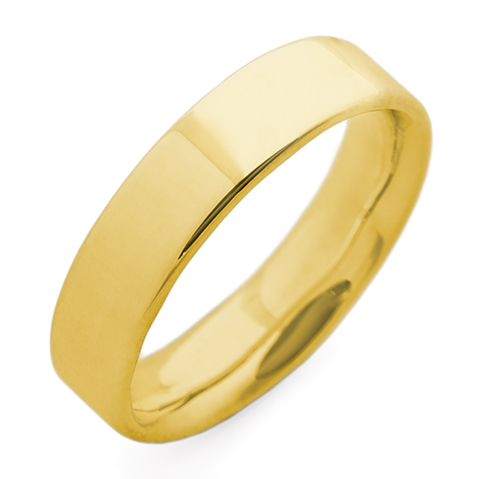 Flat Topped Comfort Fit Wedding Ring 5mm in 18K Yellow Gold