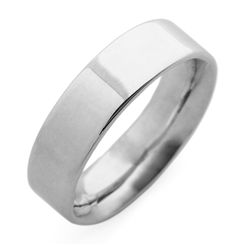 Flat Topped Comfort Fit Wedding Ring 6mm in Platinum