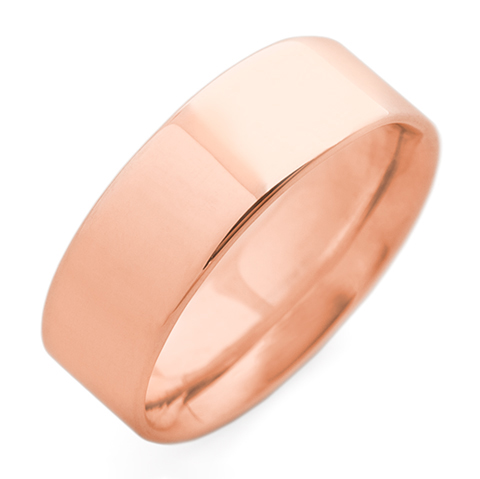 Flat Topped Comfort Fit Wedding Ring 7mm in 14K Rose Gold