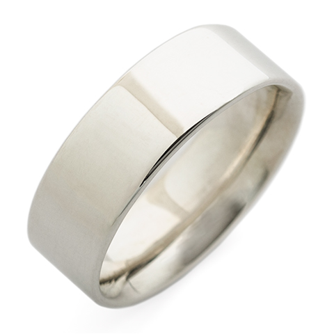 Flat Topped Comfort Fit Wedding Ring 7mm in 18K White Gold