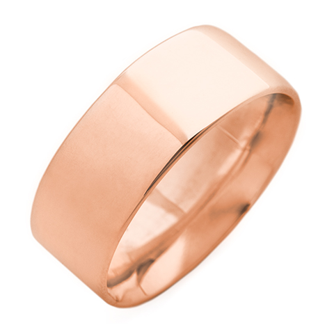 Flat Topped Comfort Fit Wedding Ring 8mm in 14K Rose Gold