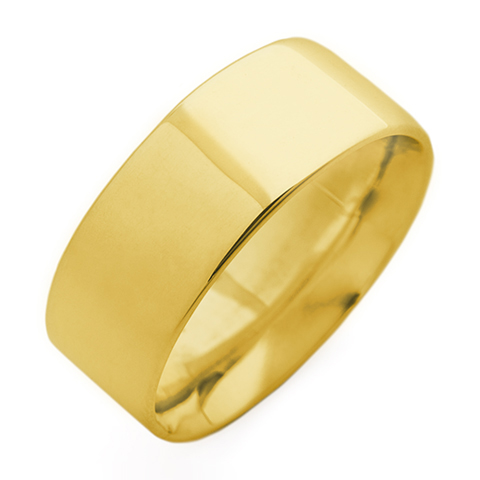 Flat Topped Comfort Fit Wedding Ring 8mm in 18K Yellow Gold