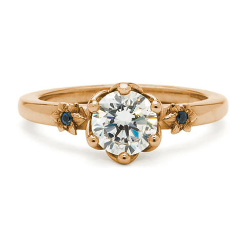 Flora Solitaire Engagement Ring in 18K Rose Gold