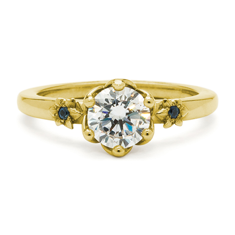 Flora Solitaire Engagement Ring in 18K Yellow Gold