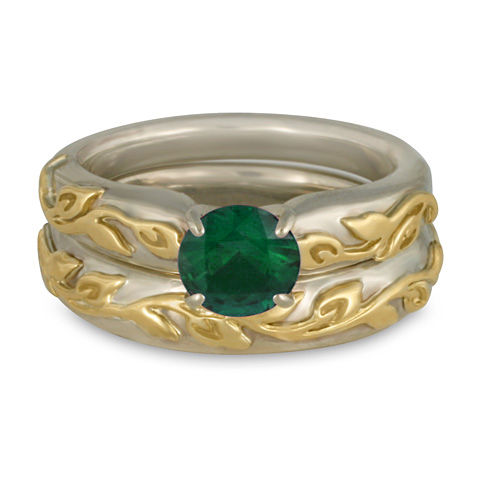 Flores Classic Bridal Ring Set in Emerald