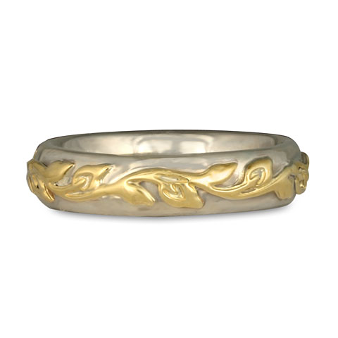 Flores Classic Wedding Ring in 14K White Gold & 18K Yellow Gold