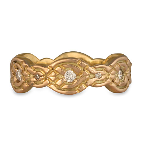 Flow Wedding Ring with Diamonds in 14K Yellow Gold & 18K Rose Gold