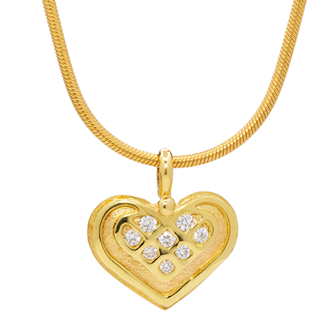 Gold Heart Pendant With Diamonds in