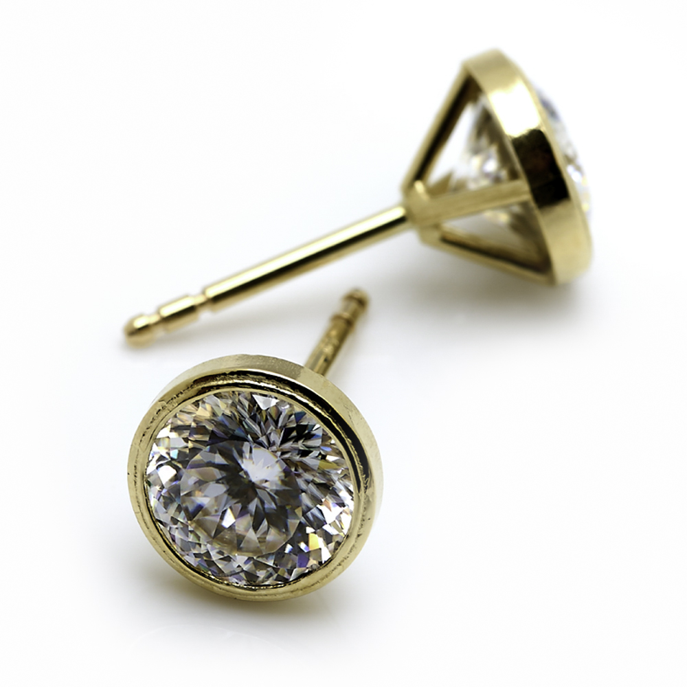 Iberia Stud Earrings w/ Portuguese-Cut Moissanite in