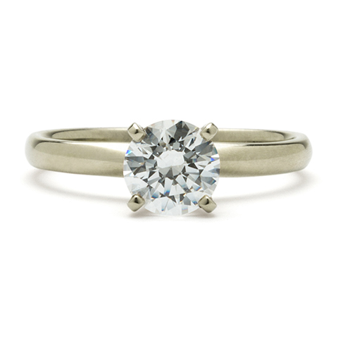 Ideal Solitaire 4-Prong Engagement Ring in 18K White Gold