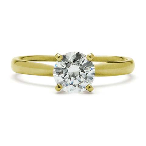 Ideal Solitaire 4-Prong Engagement Ring in 18K Yellow Gold