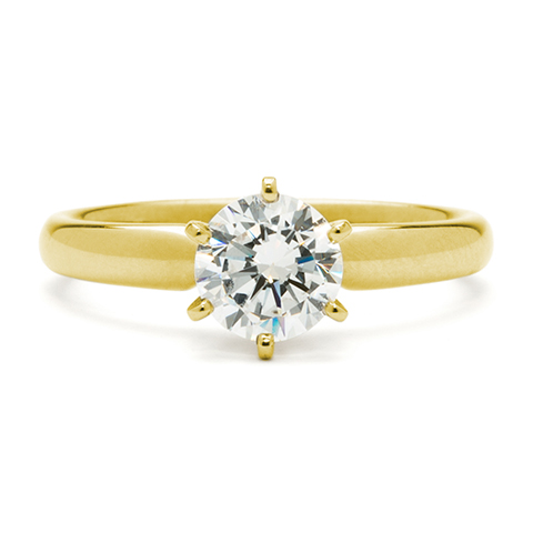 Ideal Solitaire 6-Prong Engagement Ring in 14K Yellow Gold