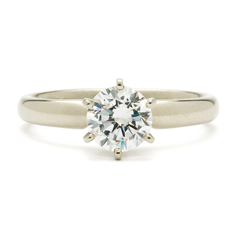 Ideal Solitaire 6-Prong Engagement Ring in 18K White Gold