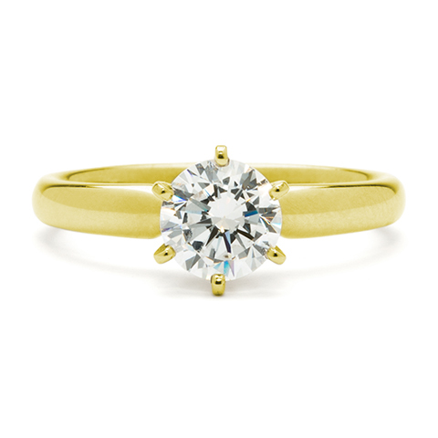 Ideal Solitaire 6-Prong Engagement Ring in 18K Yellow Gold