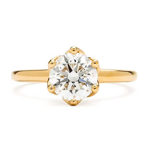 Lotus Solitaire Engagement Ring in