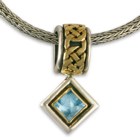 Luna Square Pendant in Swiss Blue Topaz