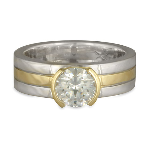 Marcello Engagement Ring in Moissanite, Sterling & 18K Gold