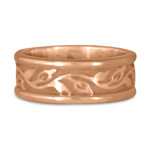 Medium Bordered Flores Wedding Ring in 18K Rose Gold