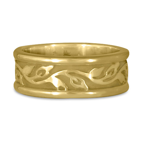 Medium Bordered Flores Wedding Ring in 18K Yellow Gold