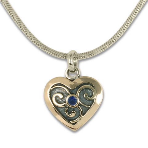 Mini Heart Swirl Pendant in Sapphire