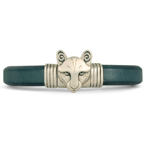 Mountain Lion Leather Bracelet Small Bracelet Sterling Silver in