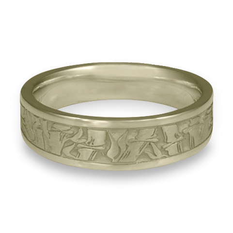 Narrow Bamboo Wedding Ring in 18K White Gold