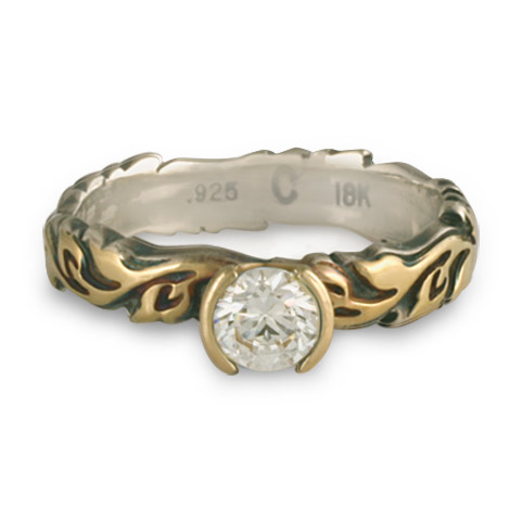 Narrow Borderless Flores Engagement Ring in Moissanite