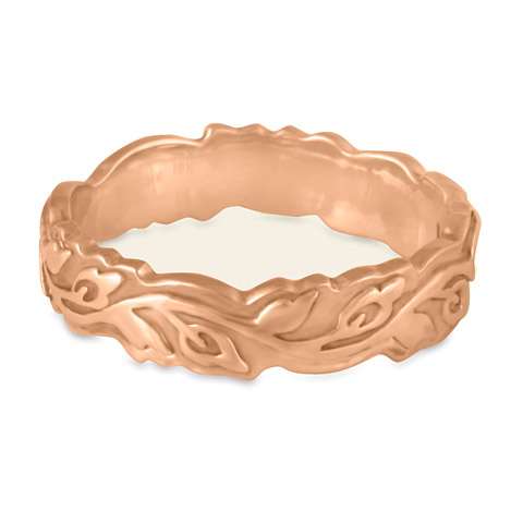 Narrow Borderless Flores Wedding Ring in 18K Rose Gold