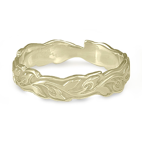 Narrow Borderless Flores Wedding Ring in 18K White Gold